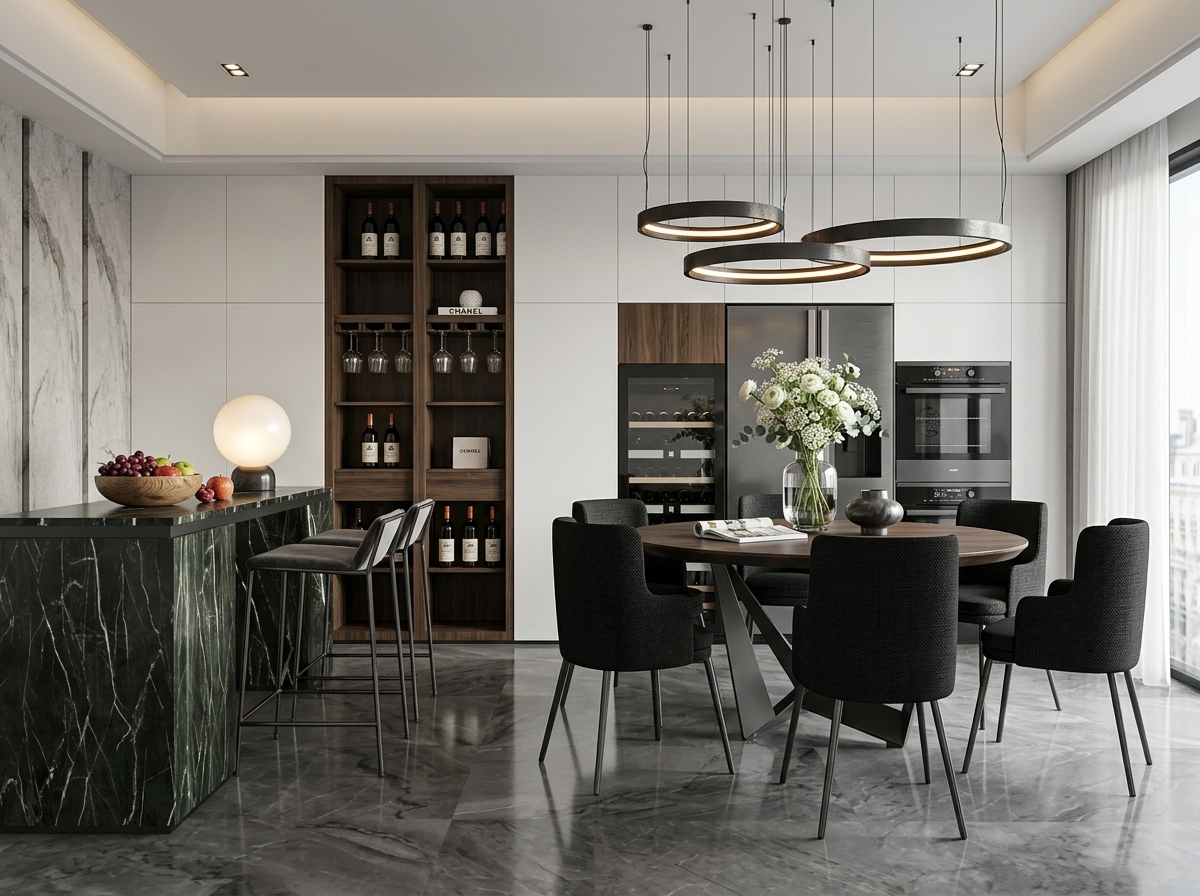 29. Model sketchup bếp và bàn ăn tròn hiện đại