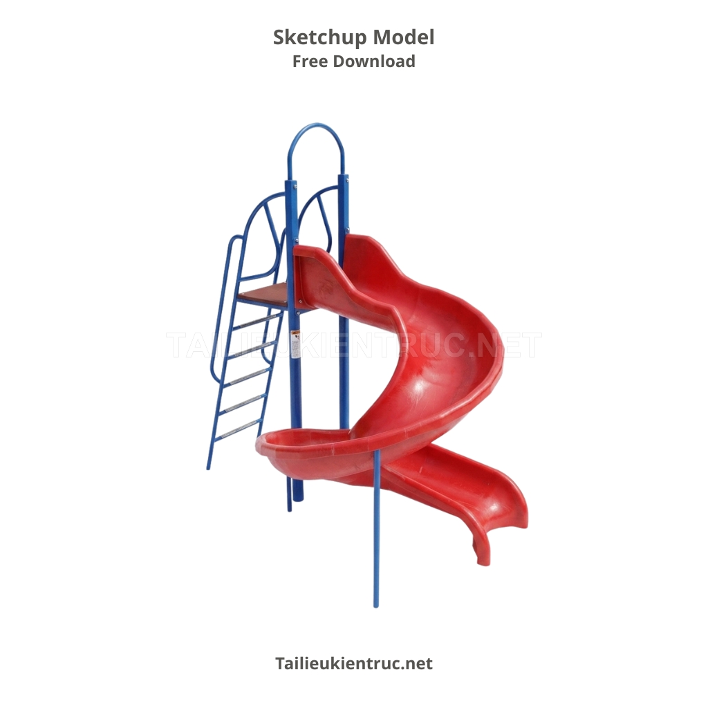 8. Tải Model Sketchup Cầu Trượt Xoắn Ốc Đỏ Xanh