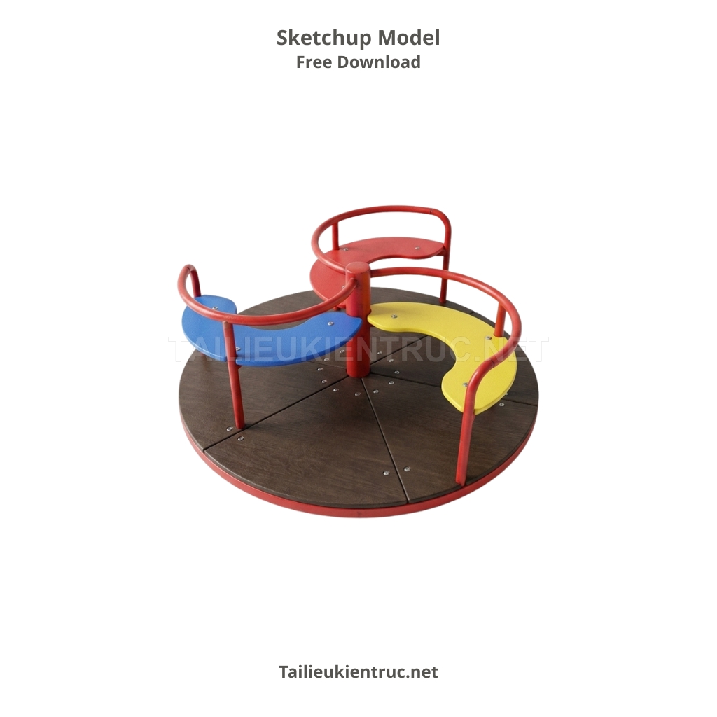 12. Tải miễn phí mô hình Sketchup đu quay sân chơi kim loại màu