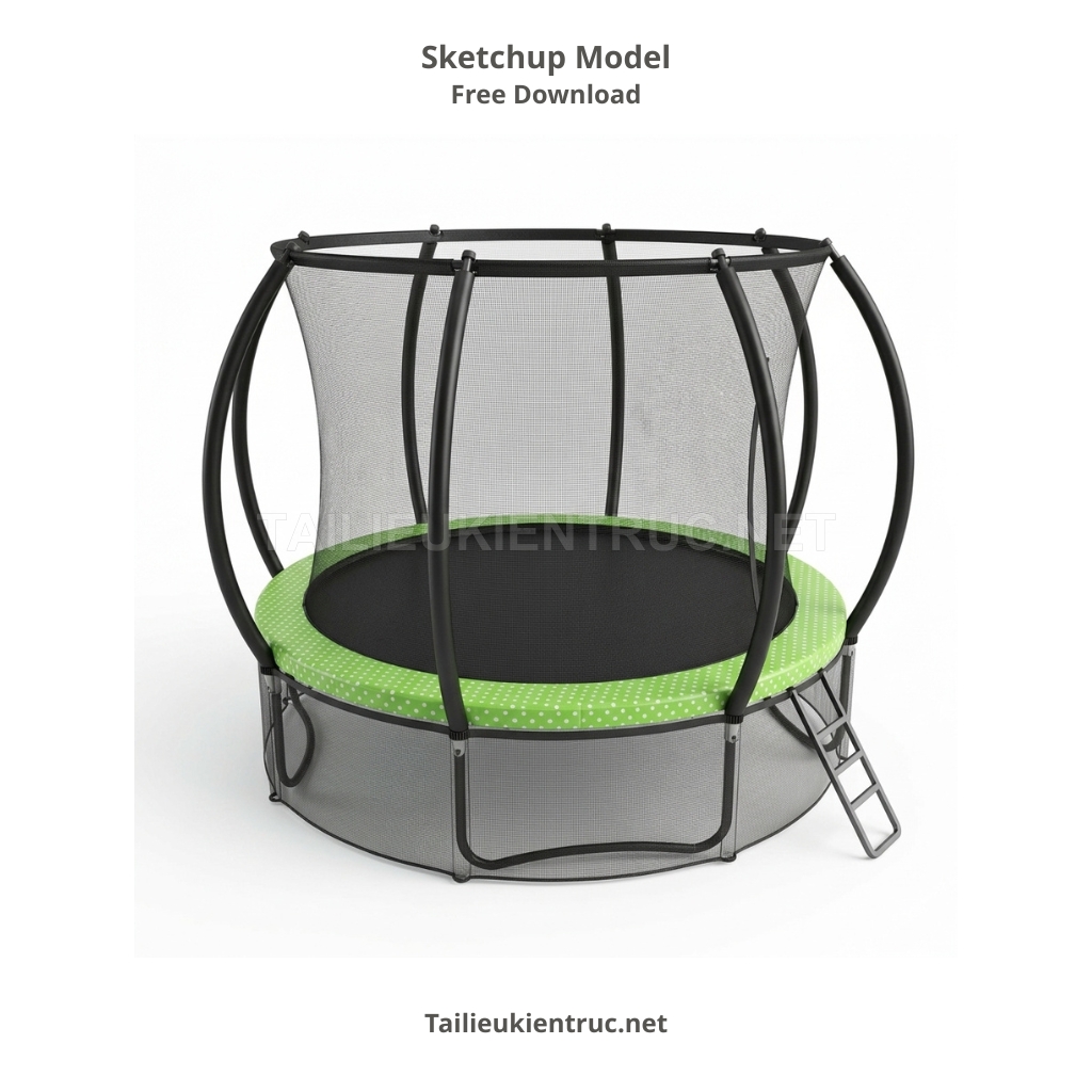 19. Mô hình Sketchup trampoline với lưới bảo vệ chi tiết miễn phí cho dự án sân chơi