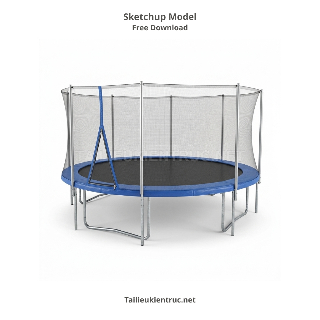 21. Thư viện SketchUp miễn phí Mô hình bạt lò xo ngoài trời với lưới bảo vệ