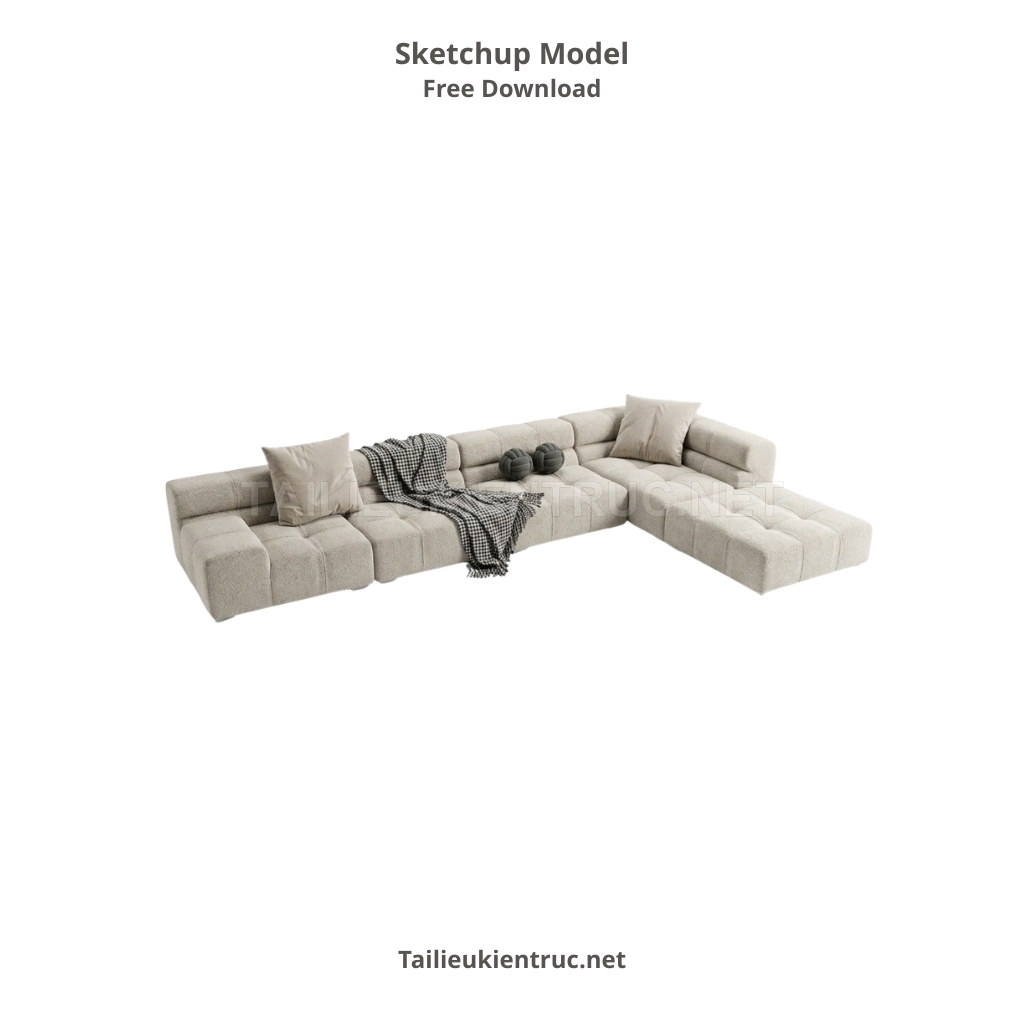 389. File SketchUp sofa hiện đại chân kim loại mảnh và bàn trà đôi mặt đá marble