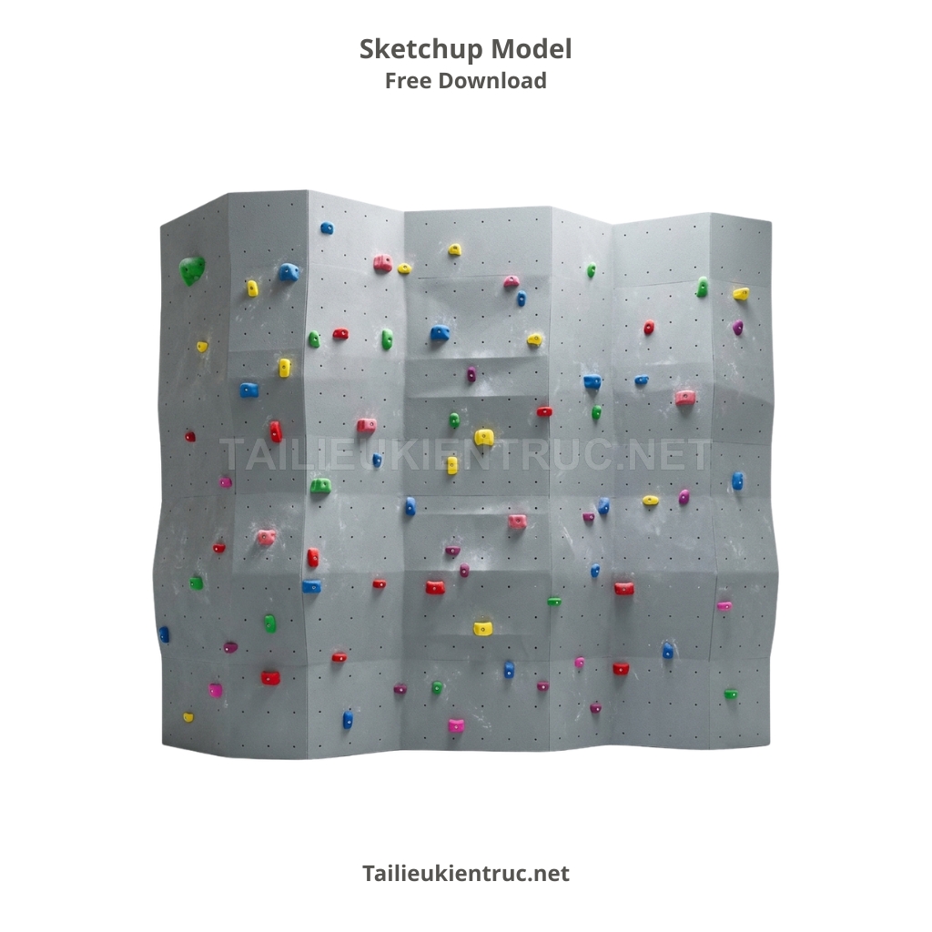 28. Tải miễn phí mô hình SketchUp Tường leo núi dạng tấm gấp khúc hiện đại