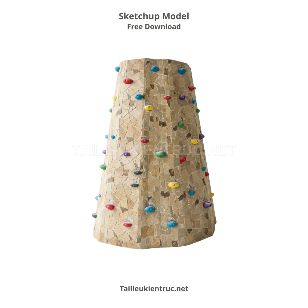 30. Model sketchup Cấu trúc leo núi khảm đá tự nhiên hình tháp