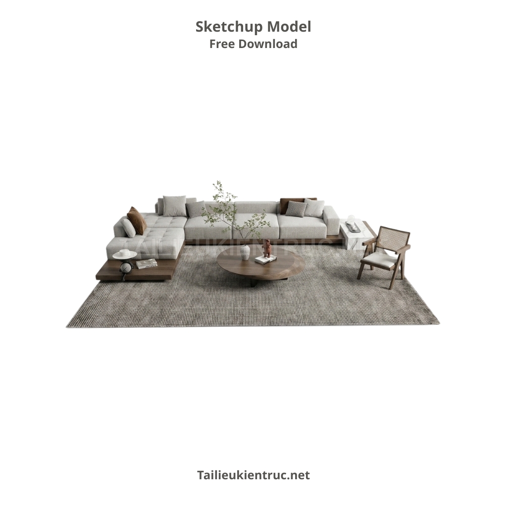 394. Model Sketchup Sofa module chữ L phong cách tối giản - Kiến tạo không gian nội thất đẳng cấp