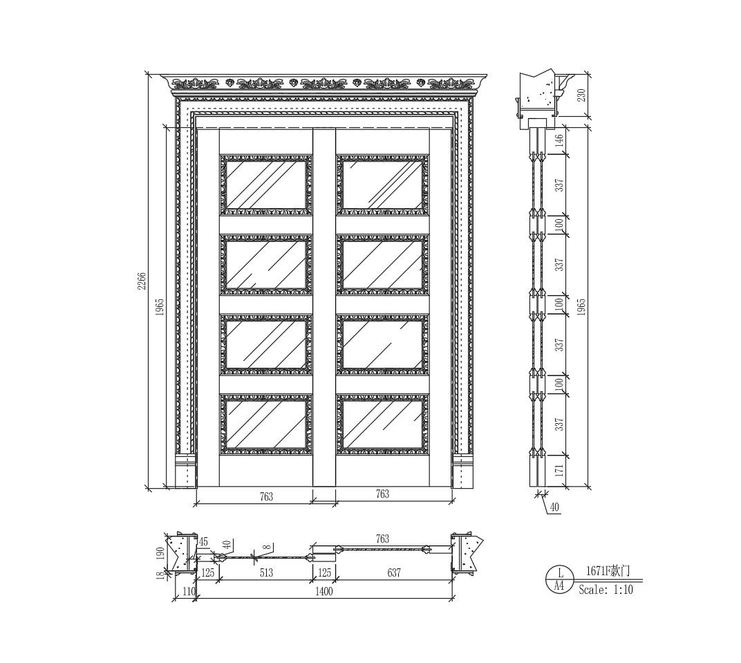 101. Thư Viện Autocad Cửa Gỗ Hai Cánh Tân Cổ Điển