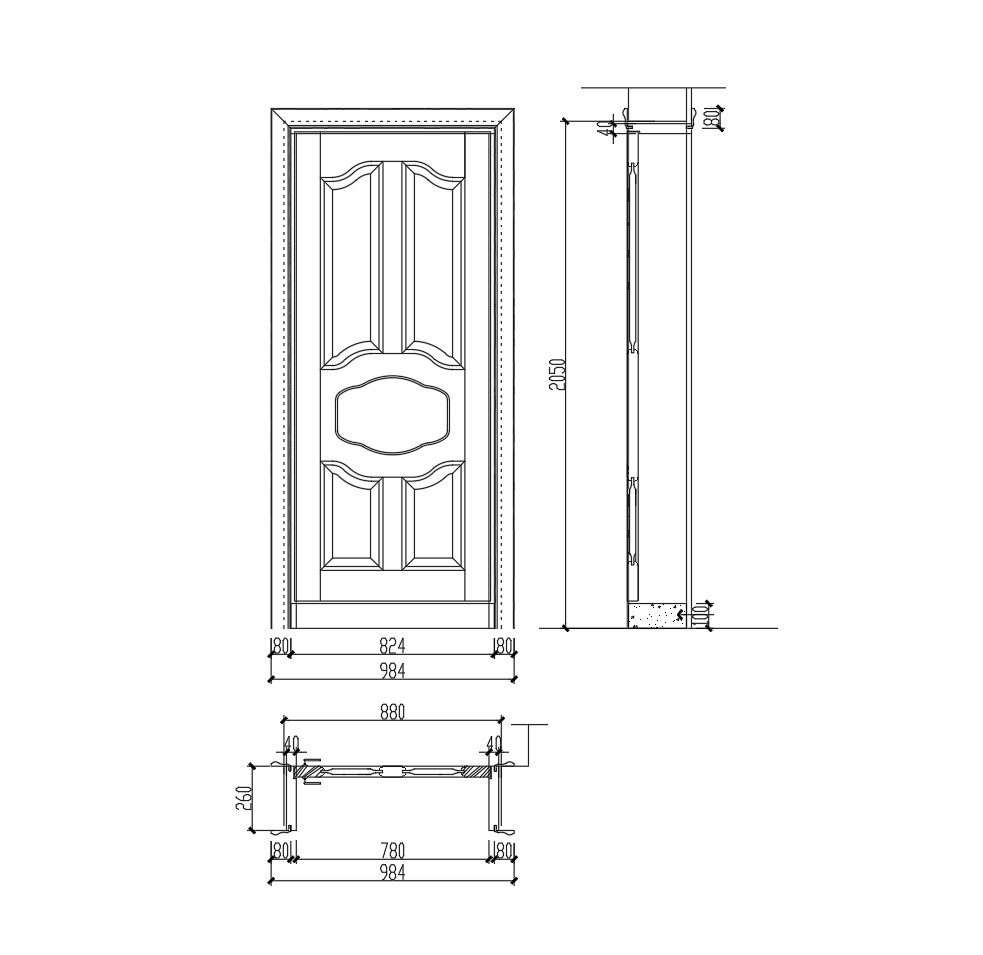 103. Mẫu Bản Vẽ Autocad Cửa Gỗ Đơn Pano Truyền Thống Tinh Tế