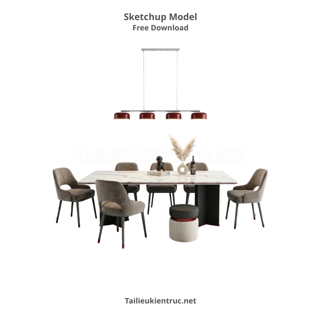 221. Bộ bàn ăn hiện đại model sketchup