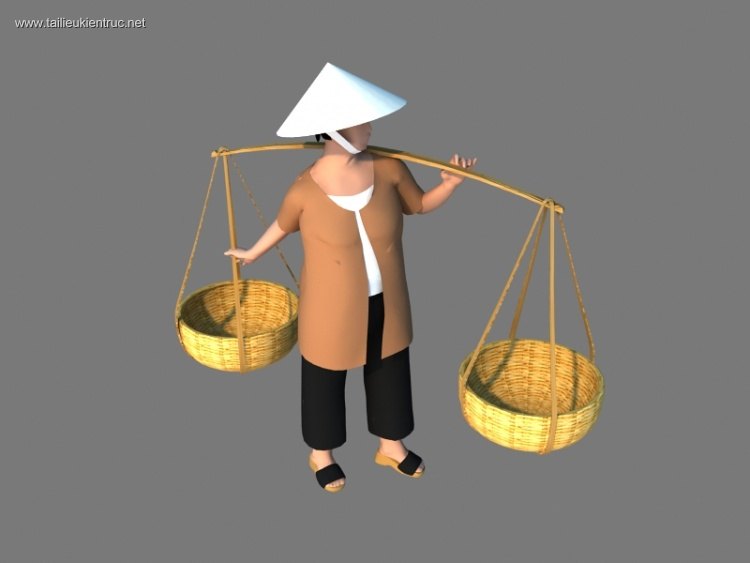 Thư viện 3d model người gánh hàng rong Việt Nam