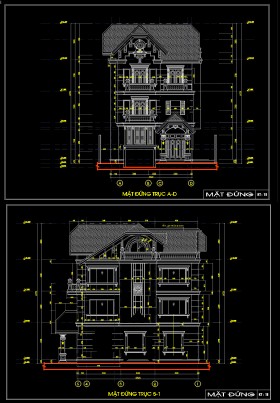 Hồ sơ thiết kế biệt thự 9x15m 3 tầng Pháp cổ - 0021