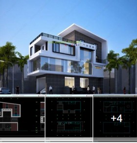 Hồ sơ thiết kế nhà phố 2 mặt tiền 4 tầng diện tích 6x16m 041