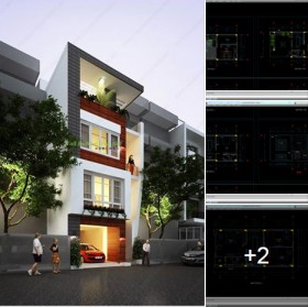Hồ sơ thiết kế nhà phố 4 tầng diện tích 6,1x13,2m 042 hiện đại