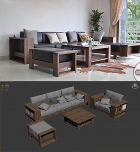 Model 3D bộ ghế Sofa gỗ Đẹp và mới nhất trong năm