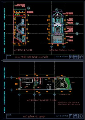 Hồ sơ thiết kế nhà phố 3 tầng diện tích 5x21m full kiến trúc, kết cấu, điện nước, dự toán 080