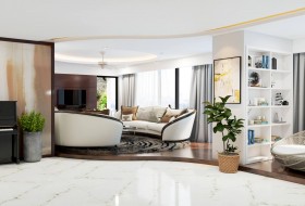 Phối cảnh nội thất 3D phòng khách và bếp Hiện đại và đẹp 00051