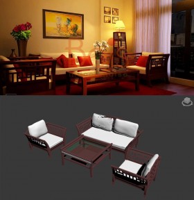 Thư viện model 3d Bàn ghế Sofa Gỗ phòng khách đẹp
