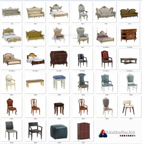 Thư viện 3D tân cổ điển tổng hợp 33 Model 3dsmax về Giường, sofa, bàn ghế, tủ, kệ chất lượng cao