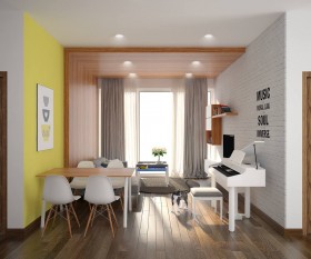 Phối cảnh nội thất 3D Max Nội thất chung cư gồm Phòng khách, Bếp ăn 00089