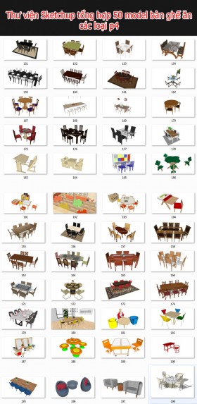 Thư viện 3d sketchup Tổng hợp 50 Model bàn ghế phòng ăn full P4
