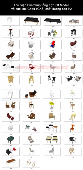 Thư viện Sketchup tổng hợp 50 Model về các loại Chair (Ghế) chất lượng cao P2