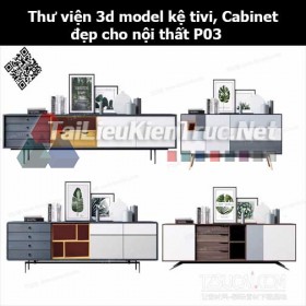 Thư viện 3d model Kệ tivi, Cabinet đẹp cho nội thất P03