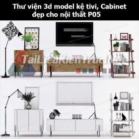 Thư viện 3d model Kệ tivi, Cabinet đẹp cho nội thất P05 