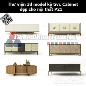 Thư viện 3d model Kệ tivi, Cabinet đẹp cho nội thất P21
