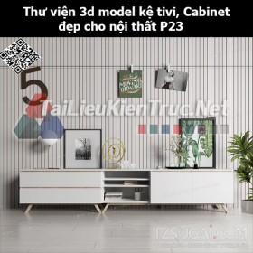 Thư viện 3d model Kệ tivi, Cabinet đẹp cho nội thất P23