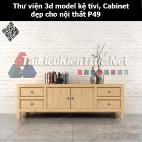 Thư viện 3d model Kệ tivi, Cabinet đẹp cho nội thất P49