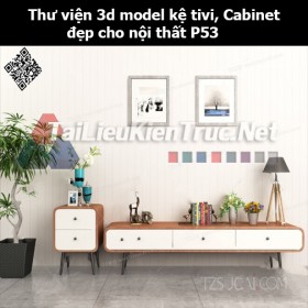 Thư viện 3d model Kệ tivi, Cabinet đẹp cho nội thất P53