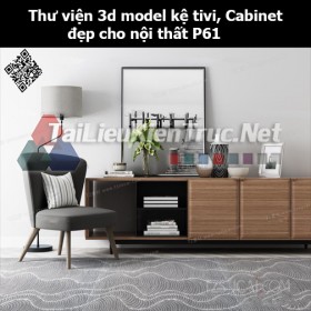 Thư viện 3d model Kệ tivi, Cabinet đẹp cho nội thất P61
