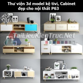 Thư viện 3d model Kệ tivi, Cabinet đẹp cho nội thất P63