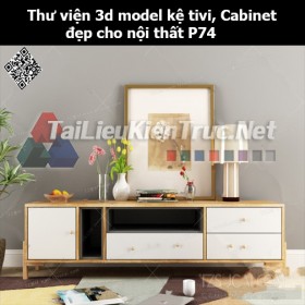 Thư viện 3d model Kệ tivi, Cabinet đẹp cho nội thất P74