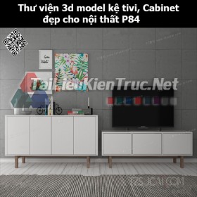 Thư viện 3d model Kệ tivi, Cabinet đẹp cho nội thất P84