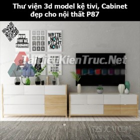 Thư viện 3d model Kệ tivi, Cabinet đẹp cho nội thất P87