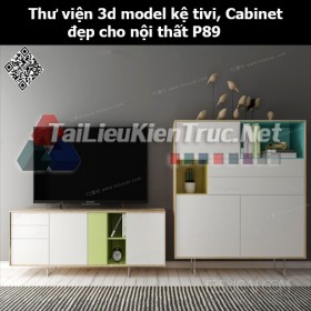 Thư viện 3d model Kệ tivi, Cabinet đẹp cho nội thất P89