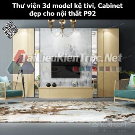 Thư viện 3d model Kệ tivi, Cabinet đẹp cho nội thất P92