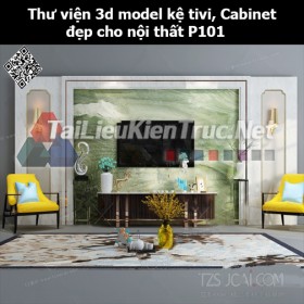 Thư viện 3d model Kệ tivi, Cabinet đẹp cho nội thất P101