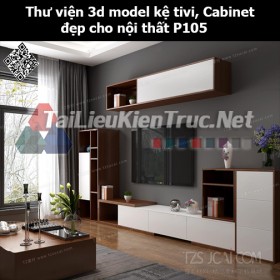 Thư viện 3d model Kệ tivi, Cabinet đẹp cho nội thất P105
