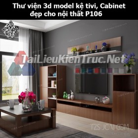 Thư viện 3d model Kệ tivi, Cabinet đẹp cho nội thất P106