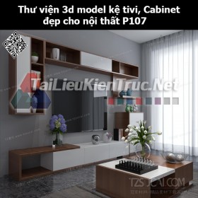 Thư viện 3d model Kệ tivi, Cabinet đẹp cho nội thất P107