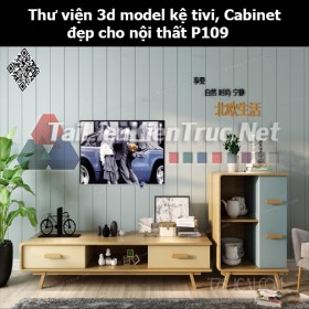 Thư viện 3d model Kệ tivi, Cabinet đẹp cho nội thất P109