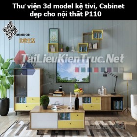 Thư viện 3d model Kệ tivi, Cabinet đẹp cho nội thất P110