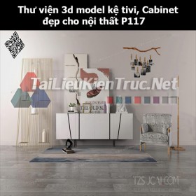 Thư viện 3d model Kệ tivi, Cabinet đẹp cho nội thất P117