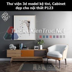 Thư viện 3d model Kệ tivi, Cabinet đẹp cho nội thất P123