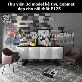 Thư viện 3d model Kệ tivi, Cabinet đẹp cho nội thất P125
