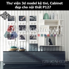 Thư viện 3d model Kệ tivi, Cabinet đẹp cho nội thất P127