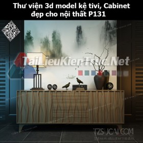 Thư viện 3d model Kệ tivi, Cabinet đẹp cho nội thất P131
