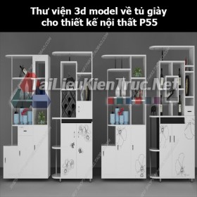 Thư viện 3d model về tủ giày cho thiết kế nội thất p55