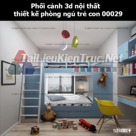 Phối cảnh 3d nội thất thiết kế phòng ngủ trẻ con 00029